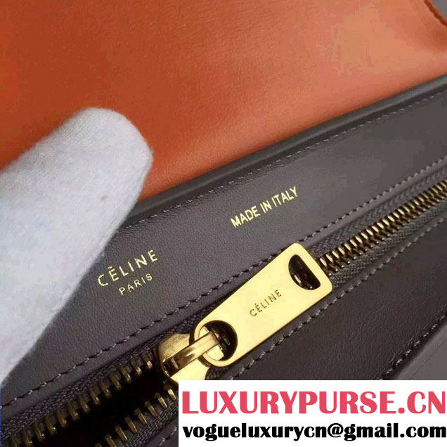 Celine Trapeze Small/Medium Tote Bag in Original Calfskin Leather Black/Gray/Orange