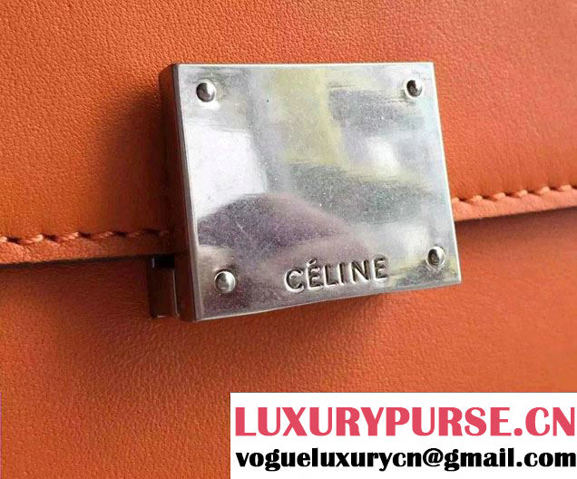 Celine Trapeze Small/Medium Tote Bag in Original Calfskin Leather Orange