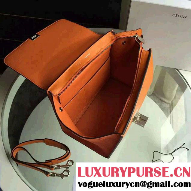 Celine Trapeze Small/Medium Tote Bag in Original Calfskin Leather Orange