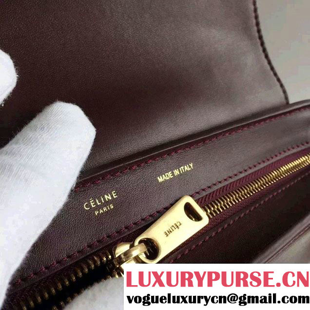 Celine Trapeze Small/Medium Tote Bag in Original Calfskin Leather White/Burgundy/Red