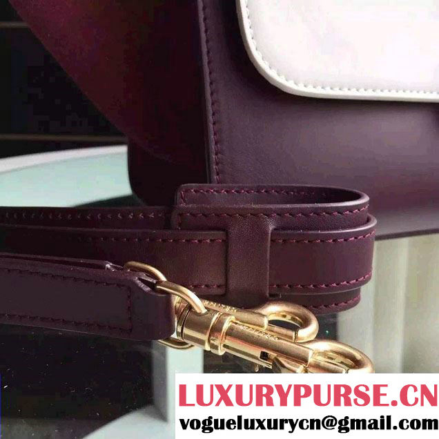 Celine Trapeze Small/Medium Tote Bag in Original Calfskin Leather White/Burgundy/Red