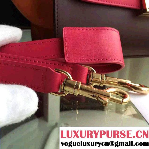 Celine Trapeze Small/Medium Tote Bag in Original Calfskin Leather Fuchsia/Burgundy/Orange