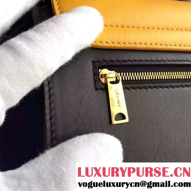 Celine Trapeze Small/Medium Tote Bag in Original Calfskin Leather Yellow/Black/Blue