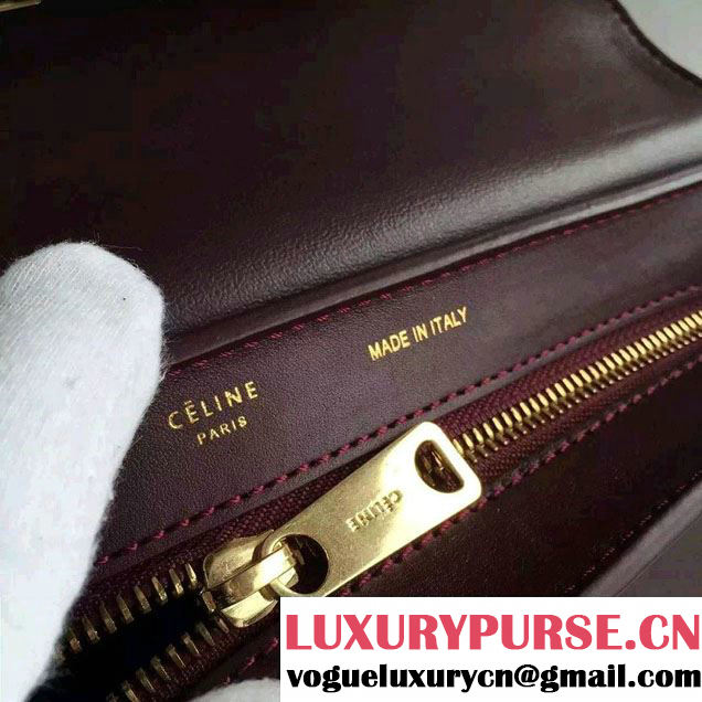 Celine Trapeze Small/Medium Tote Bag in Original Calfskin Leather Red/Burgundy