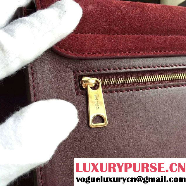 Celine Trapeze Small/Medium Tote Bag in Original Calfskin Leather Red/Burgundy