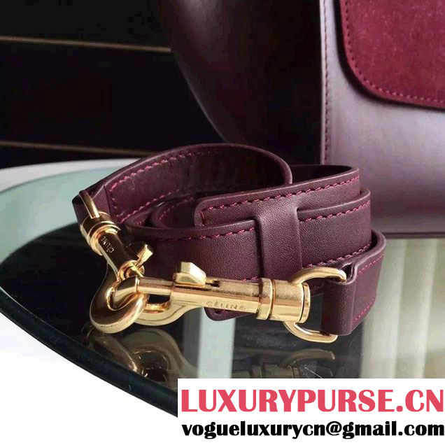 Celine Trapeze Small/Medium Tote Bag in Original Calfskin Leather Red/Burgundy