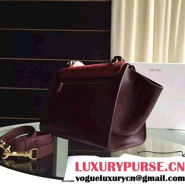 Celine Trapeze Small/Medium Tote Bag in Original Calfskin Leather Red/Burgundy