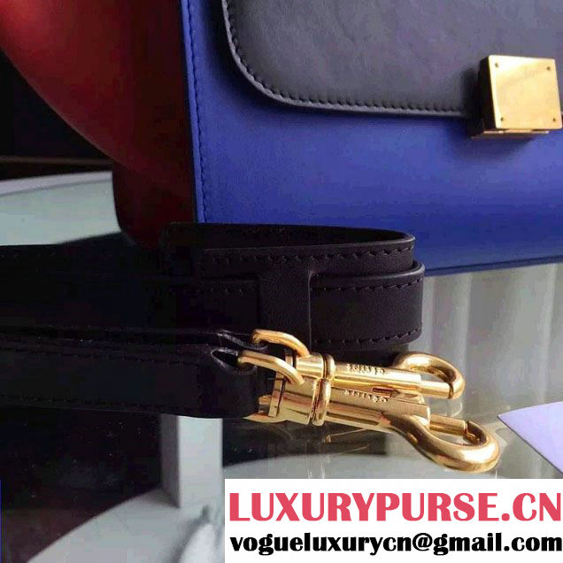 Celine Trapeze Small/Medium Tote Bag in Original Calfskin Leather Black/Blue/ Red
