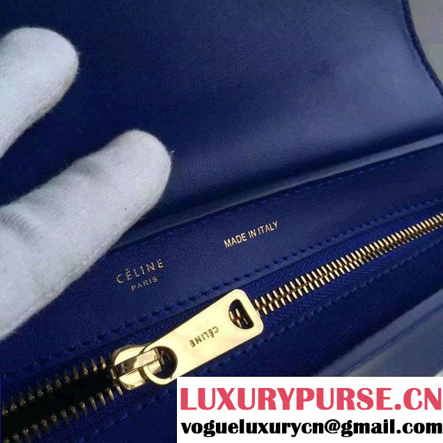 Celine Trapeze Small/Medium Tote Bag in Original Calfskin Leather Blue