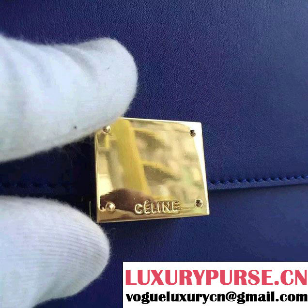 Celine Trapeze Small/Medium Tote Bag in Original Calfskin Leather Blue
