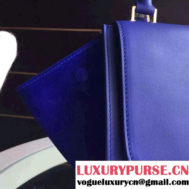 Celine Trapeze Small/Medium Tote Bag in Original Calfskin Leather Blue