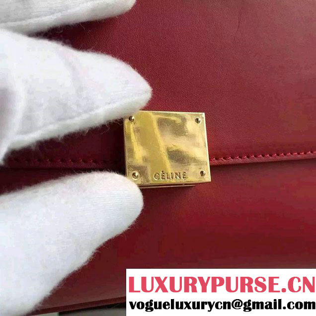 Celine Trapeze Small/Medium Tote Bag in Original Calfskin Leather Red