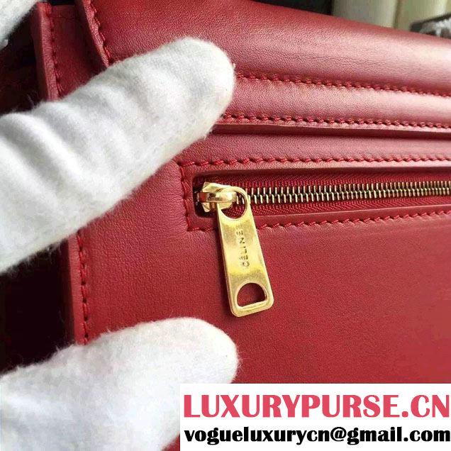 Celine Trapeze Small/Medium Tote Bag in Original Calfskin Leather Red