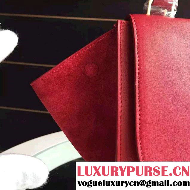 Celine Trapeze Small/Medium Tote Bag in Original Calfskin Leather Red
