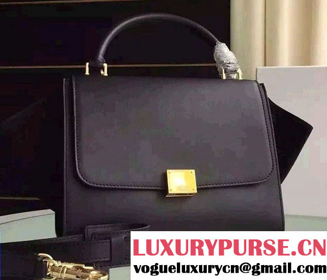 Celine Trapeze Small/Medium Tote Bag in Original Calfskin Leather Black