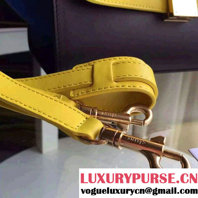 Celine Trapeze Small/Medium Tote Bag in Original Calfskin Leather Yellow/Black/Blue