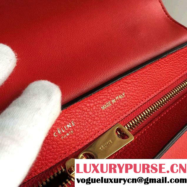 Celine Trapeze Small/Medium Tote Bag in Original Grained Leather Red