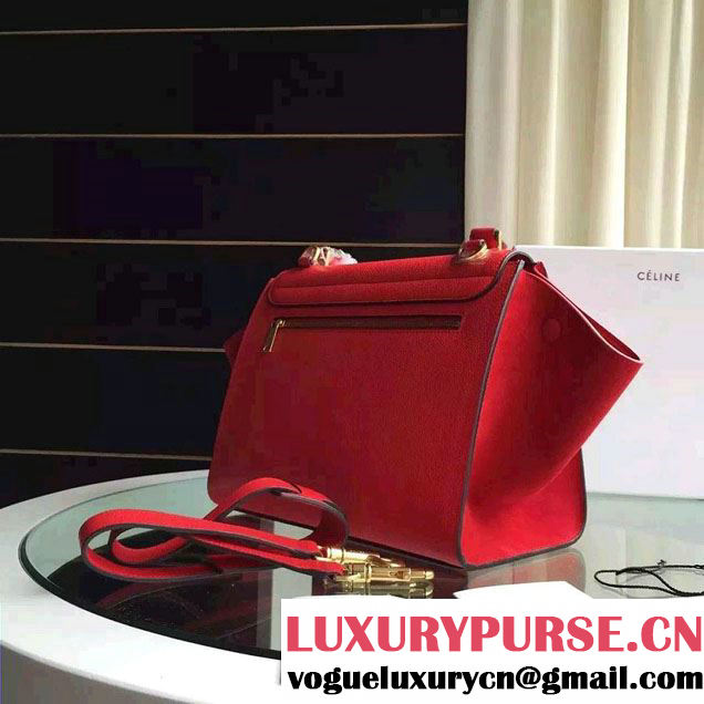 Celine Trapeze Small/Medium Tote Bag in Original Grained Leather Red