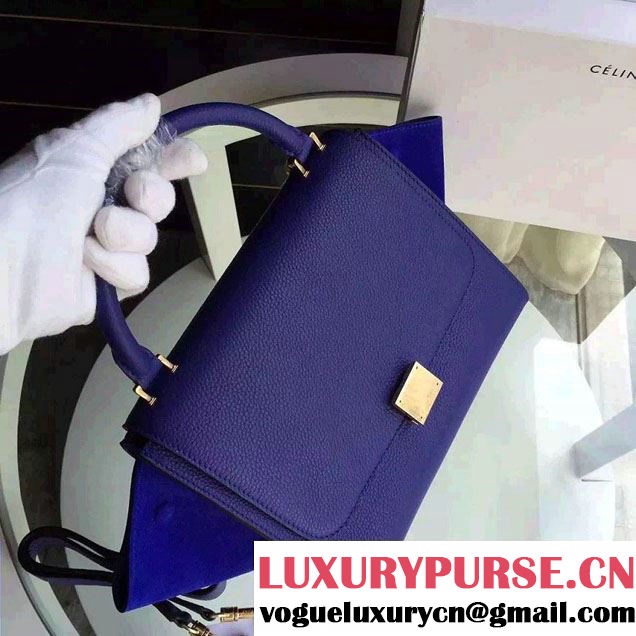 Celine Trapeze Small/Medium Tote Bag in Original Grained Leather Blue
