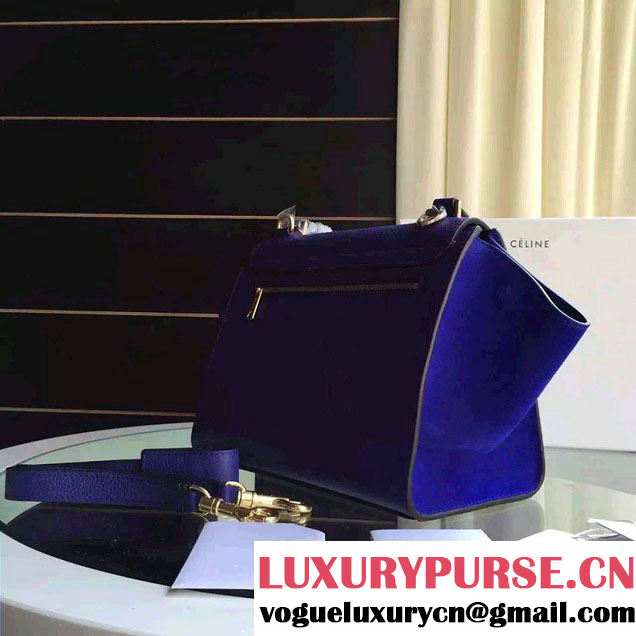 Celine Trapeze Small/Medium Tote Bag in Original Grained Leather Blue