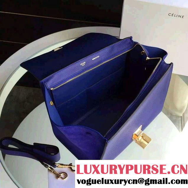 Celine Trapeze Small/Medium Tote Bag in Original Grained Leather Blue