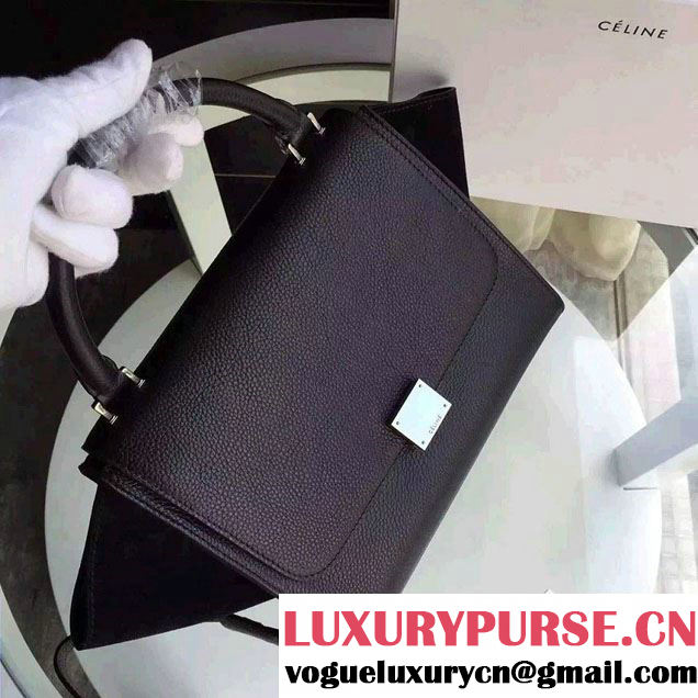 Celine Trapeze Small/Medium Tote Bag in Original Grained Leather Black