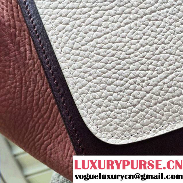 Celine Trapeze Small/Medium Tote Bag in Original Leather Grained White/Burgundy/Crinkle Brick 2016