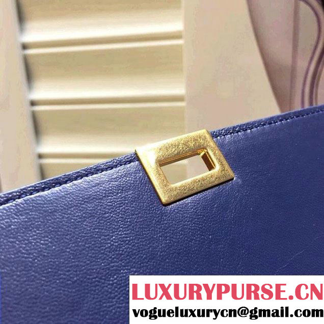 Celine Trapeze Small/Medium Tote Bag in Original Leather Grained/Black/Suede Blue 2016