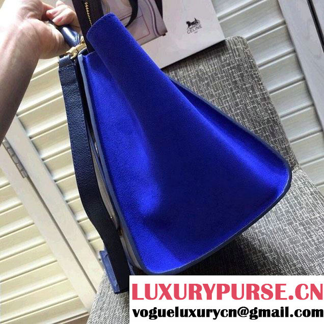 Celine Trapeze Small/Medium Tote Bag in Original Leather Grained/Black/Suede Blue 2016