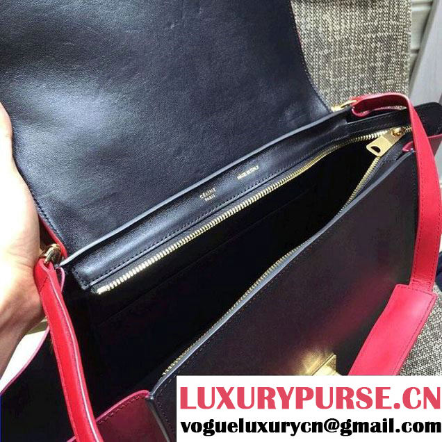 Celine Trapeze Small/Medium Tote Bag in Original Leather Blush/Black/Burgundy 2016