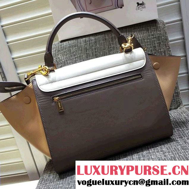 Celine Trapeze Small/Medium Tote Bag in Original Leather White/Etoupe/Apricot 2016