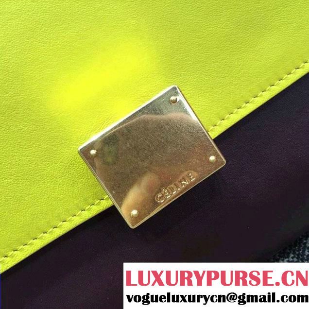 Celine Trapeze Small/Medium Tote Bag in Original Leather Yellow/Burgundy/Grained Gray 2016