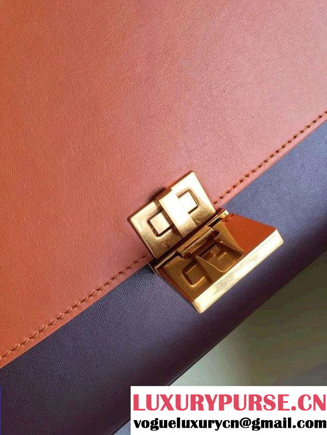 Celine Trapeze Small/Medium Tote Bag in Original Leather Khaki/Burgundy/Grained Beige 2016