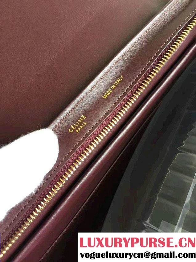 Celine Trapeze Small/Medium Tote Bag in Original Leather Khaki/Burgundy/Grained Beige 2016