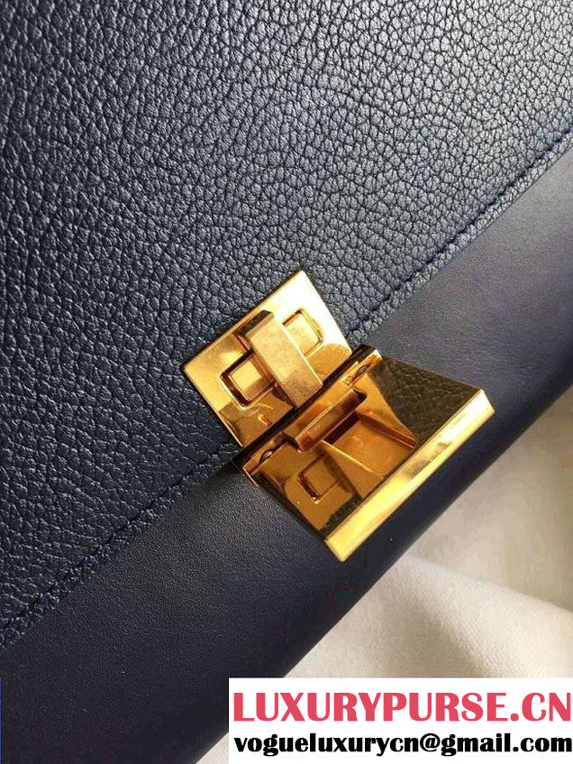 Celine Trapeze Small/Medium Tote Bag in Original Leather Grained/Black/Suede Blue 2016