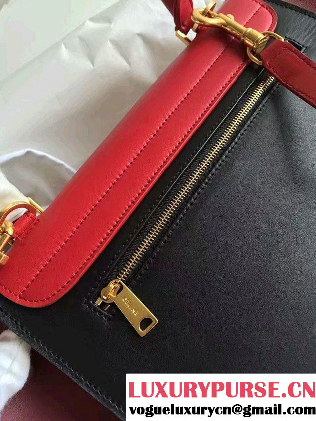 Celine Trapeze Small/Medium Tote Bag in Original Leather Red/Black/Burgundy 2016