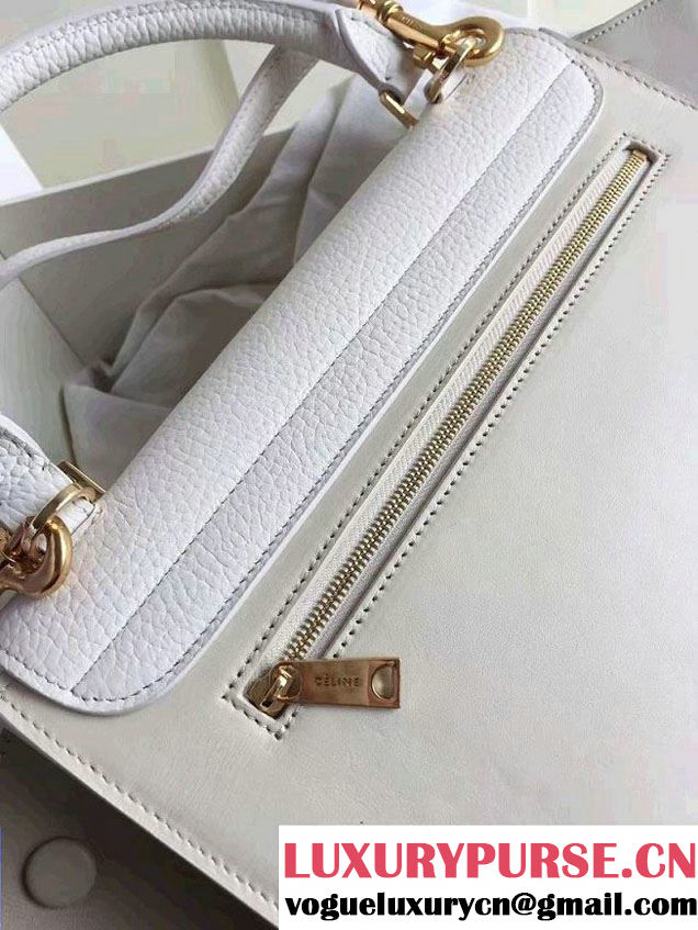 Celine Trapeze Small Tote Bag in Original Leather Grained White/Creamy 2016
