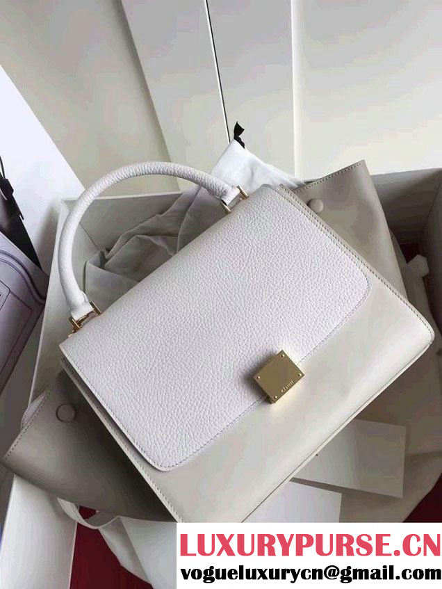Celine Trapeze Small Tote Bag in Original Leather Grained White/Creamy 2016