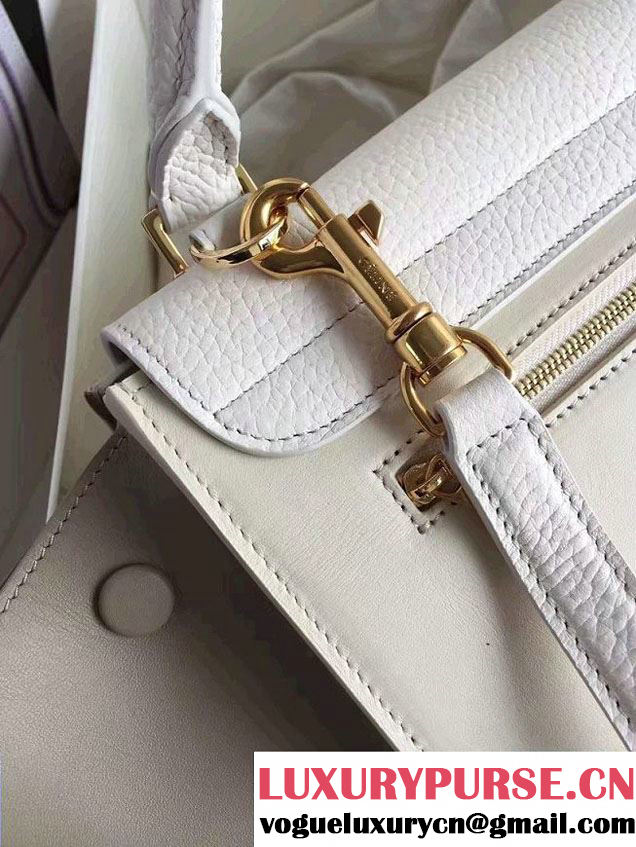 Celine Trapeze Small Tote Bag in Original Leather Grained White/Creamy 2016