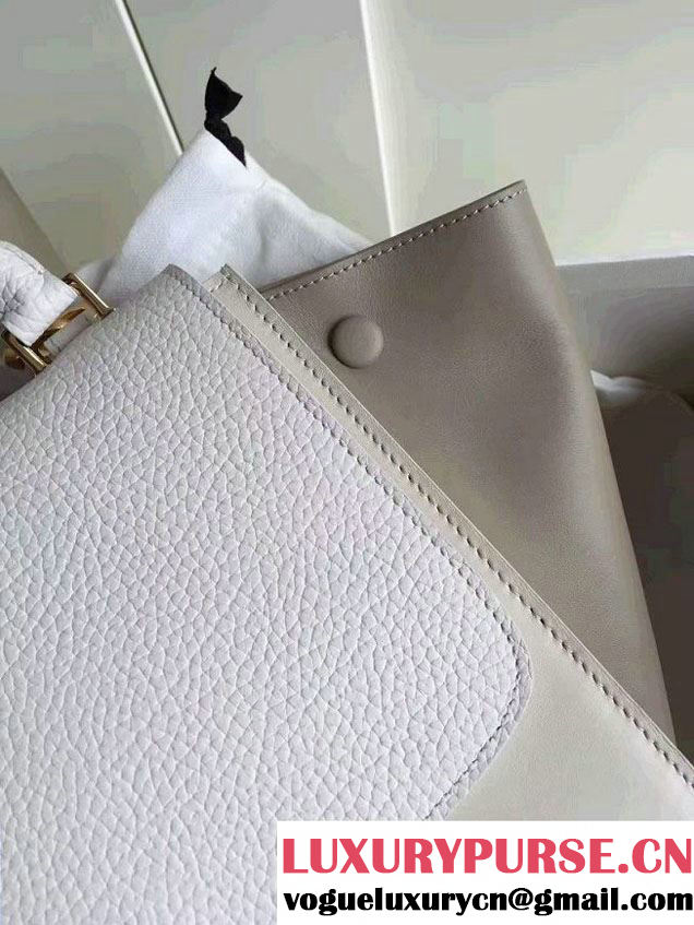 Celine Trapeze Small Tote Bag in Original Leather Grained White/Creamy 2016