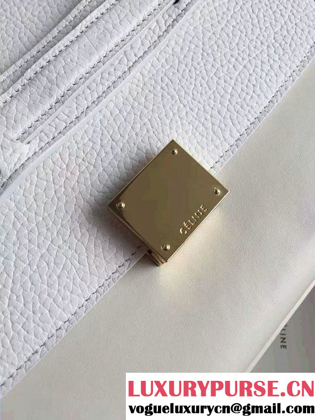 Celine Trapeze Small Tote Bag in Original Leather Grained White/Creamy 2016