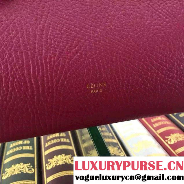 Celine Tie Tote Mini Bag in Grained/Calfskin Leather Burgundy 2015