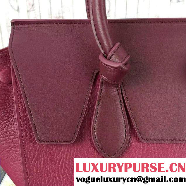 Celine Tie Tote Mini Bag in Grained/Calfskin Leather Burgundy 2015