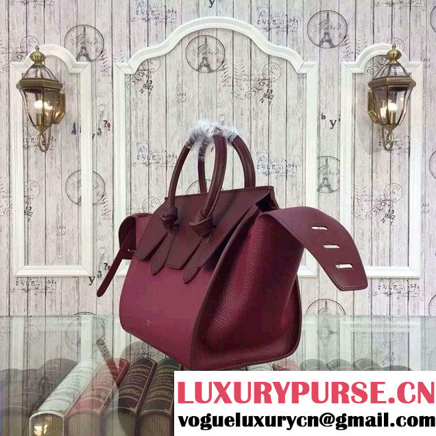 Celine Tie Tote Mini Bag in Grained/Calfskin Leather Burgundy 2015