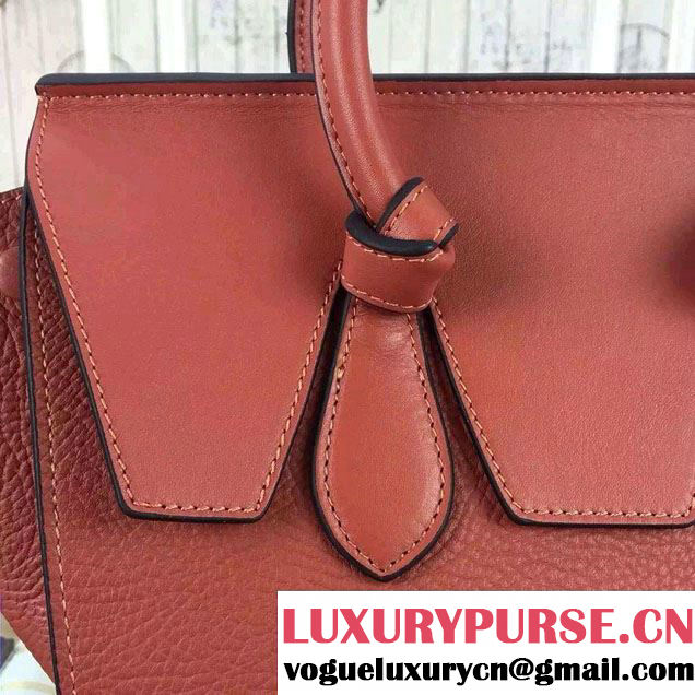 Celine Tie Tote Mini Bag in Grained/Calfskin Leather Brick 2015