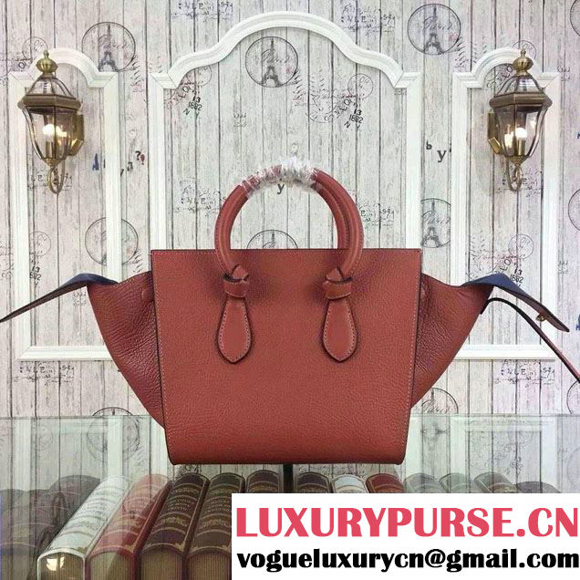 Celine Tie Tote Mini Bag in Grained/Calfskin Leather Brick 2015