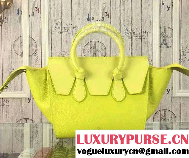 Celine Tie Tote Mini Bag in Grained/Calfskin Leather Yellow 2015