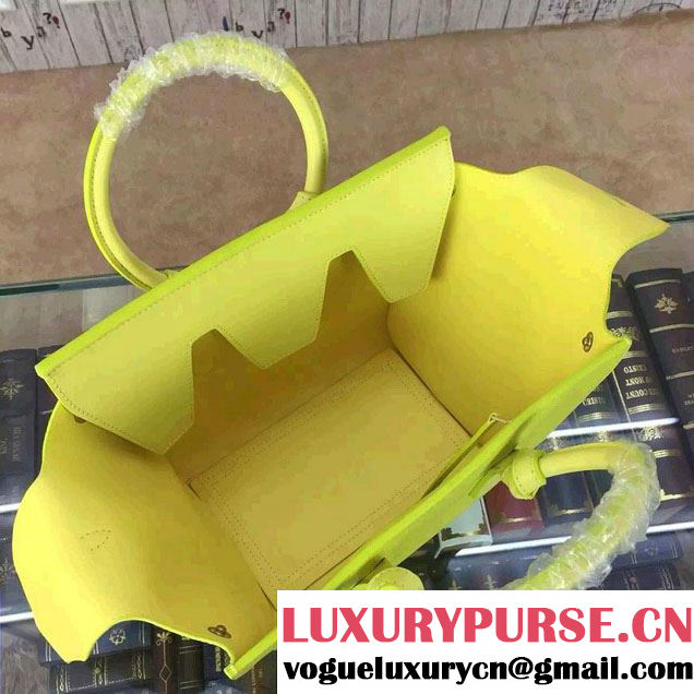 Celine Tie Tote Mini Bag in Grained/Calfskin Leather Yellow 2015