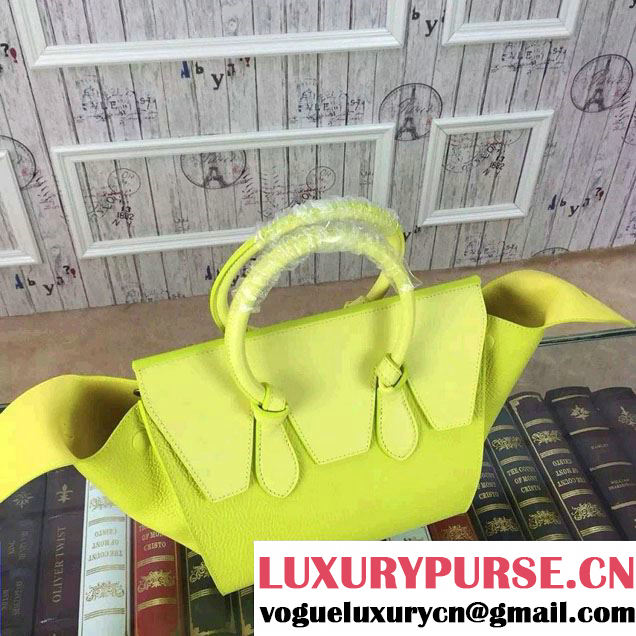 Celine Tie Tote Mini Bag in Grained/Calfskin Leather Yellow 2015