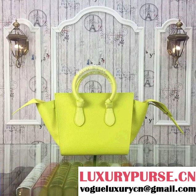 Celine Tie Tote Mini Bag in Grained/Calfskin Leather Yellow 2015